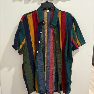 Large Colorful Striped Short Sleeve Shirt